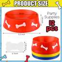 CroBlissful 12 Pack Dog Paw Plastic Bowls Dog Theme Birthday Decoration Party Supplies Blue Yellow Snack Bowls Plates Puppy Food Trays with Bone Cards for Party Favors Table Centerpieces(Red)