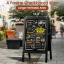 Chezerra A Frame Chalkboard Sign, 40"x20" Extra Large Sidewalk Chalk Board, Wooden Standing ChalkBoards Set with Markers, Double-Sided Magnetic Blackboard for Cafs, Weddings, Party Guide, Black
