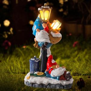 WINTS Solar Garden Gnome,10" Gnome Statue with Solar Lights Outdoor Decor for Patio,Lawn,Yard,Balcony,Funny Gnomes Best Gifts for Father's Day,Women,Housewarming,Birthday, 14.5cm L x 8.5cm W x 26cm H