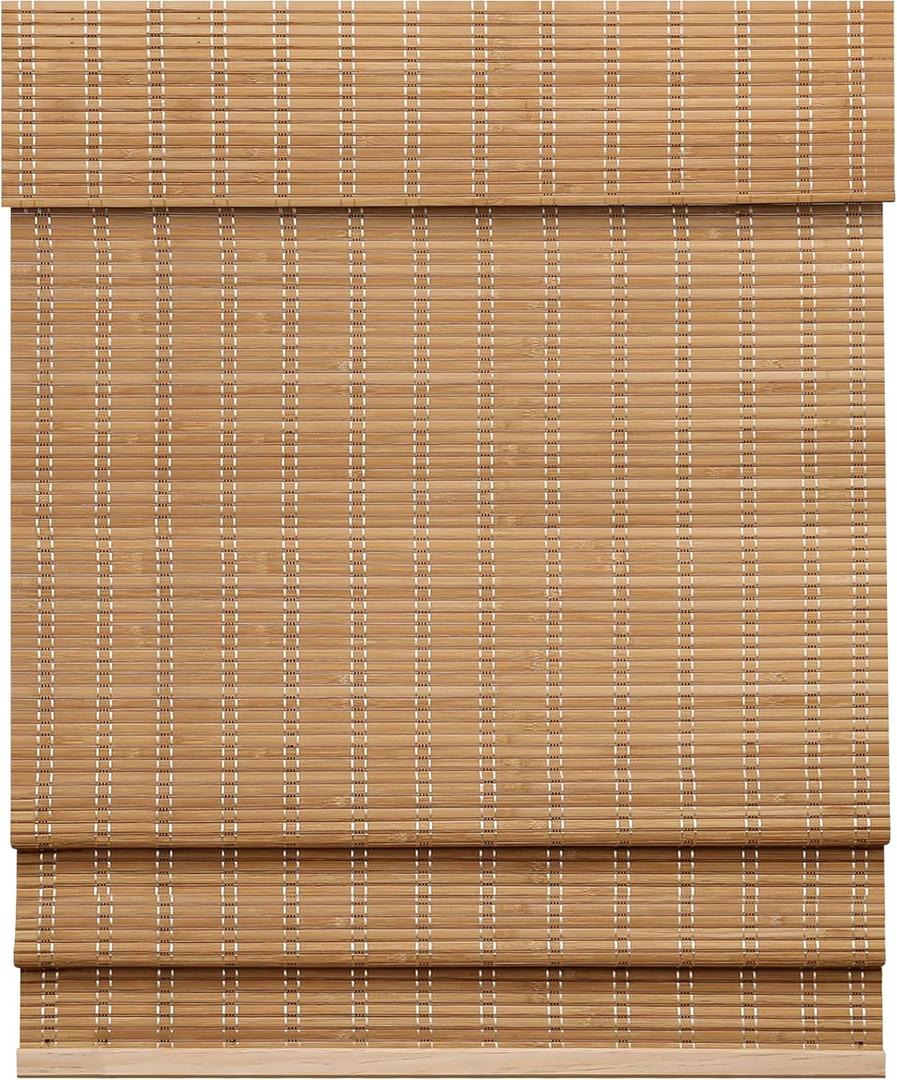 LazBlinds Cordless Bamboo Roman Shades, Light Filtering Window Treatment, Roll Up Bamboo Blinds for Windows, 46'' W x 60'' H