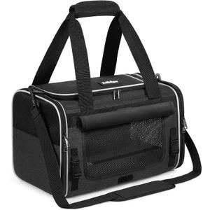 rabbitgoo Cat Carrier Soft with Rollable Flap, Travel Safe for Car Airline
Comfortable for Anxious Kittens, Collapsible Portable Carrying Bag, Small Medium Cats, Escape Proof, Black, 17"Lx11"Wx11"H