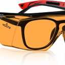 NoCry Blue Light Blocking Safety Glasses Over Eyeglasses with 100% UV Protection  UV Light Protection with Anti-Fog & Anti-Scratch Lenses; ANSI Z87.1 Certified  Adjustable Temples with Anti-Slip Tip (Orange Lens (Anti-blue Light))