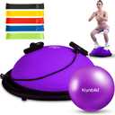 kisnbld Half Balance Ball Trainer, Inflatable 19/23 Inch Half Exercise Ball with Resistance Bands and Pilates Ball, Non-Slip 660lbs Capacity Yoga Ball for Home Gym Full Body Workouts