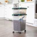 IRIS USA Remington Dog Food Storage Container, 30 lbs, 11 lbs, Airtight, Stackable, Wheels, Food Storage, Treat Box, 2-Cup Scoop