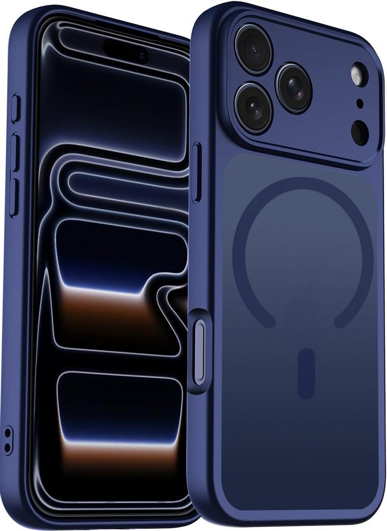 TZGZT Magnetic Case for iPhone 17 Pro Max, Compatible with MagSafe, Military Grade Drop Protection, Translucent Matte, Anti-Fingerprint, Fits All Screen Protectors, Phone Accessories, Deep Blue