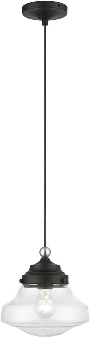 Livex Lighting, 41293-04, Avondale, Mini Pendant, Black with Brushed Nickel Accent