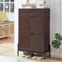 Shoe Cabinet Storage with 2 Flip Drawers, Narrow Hidden Shoes Organizer Cabinet for Entryway, Freestanding Slim Shoe Rack Front Door Entrance(Brown), Medium