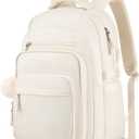 Student Laptop Backpack for College Teen Girls, Middle High School Aesthetic Bookbag Large 15.6 Inch Laptop Bag Travel Back Pack for Women (Beige)