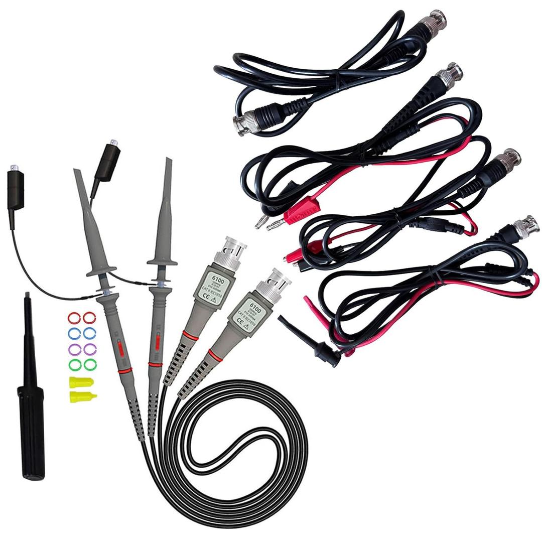 Universal Oscilloscope Probe Kit, 100MHz Oscilloscope Clip Probes with Accessories Kit, 6PCS Test Lead Kit