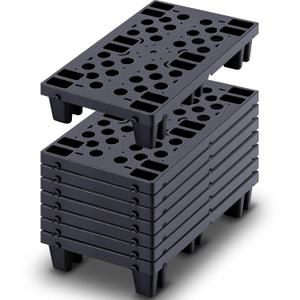 8 Pcs Plastic Pallets for Basement Storage Nestable Moisture Waterproof Lightweight Floor Pallets with Breathable Grid for Indoor Outdoor Supermarket Warehouse (19.6 x 11.8 x 3.9 Inch,Black)