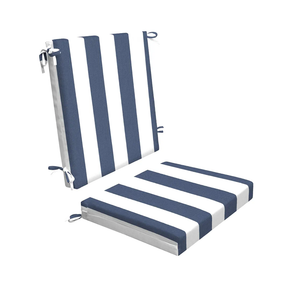 Honeycomb Outdoor Midback, 18.5 x 17, Cabana Stripe Blue & White Chair Cushion for Outdoor Patio Furniture