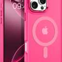 DUEDUE for iPhone 16 Pro Case Magnetic[Compatible with Magsafe], Translucent Matte Back Protective Cover Anti-Scratch Shockproof Phone Case for iPhone 16 Pro 6.3", Hot Pink