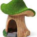 Aquarium Decoration House,Betta Fish Tank Hideaway Landscape, Green Moss Mushroom House Shelter, Reptiles Fish and Shrims Fairy Garden Cave Decor