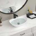 Bowl Sink For Bathrooms 17" x 11" Oval White Vessel Sink Modern Boat Shape Artistic Basin Bathroom Vessel Sinks Above Counter White Porcelain Ceramic Vessel Sinks Small Deep Vessel Sink