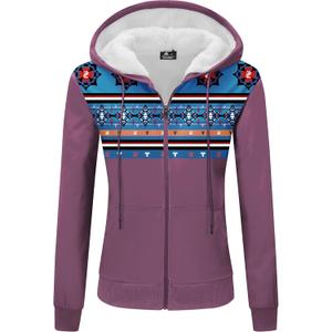 Womens Fleece Zip Up Hoodies Winter Sherpa Lined Jacket Hooded Zipper Sweatshirt Casual Thick Warm Outerwear Coat, 2XL