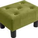 Poofzy Small Foot Stool Ottoman, Velvet Ottoman Foot Rest with Legs, Rectangle Foot Rest for Couch, Footstools and Ottomans Small for Living Room and Entryway (Olive Green)