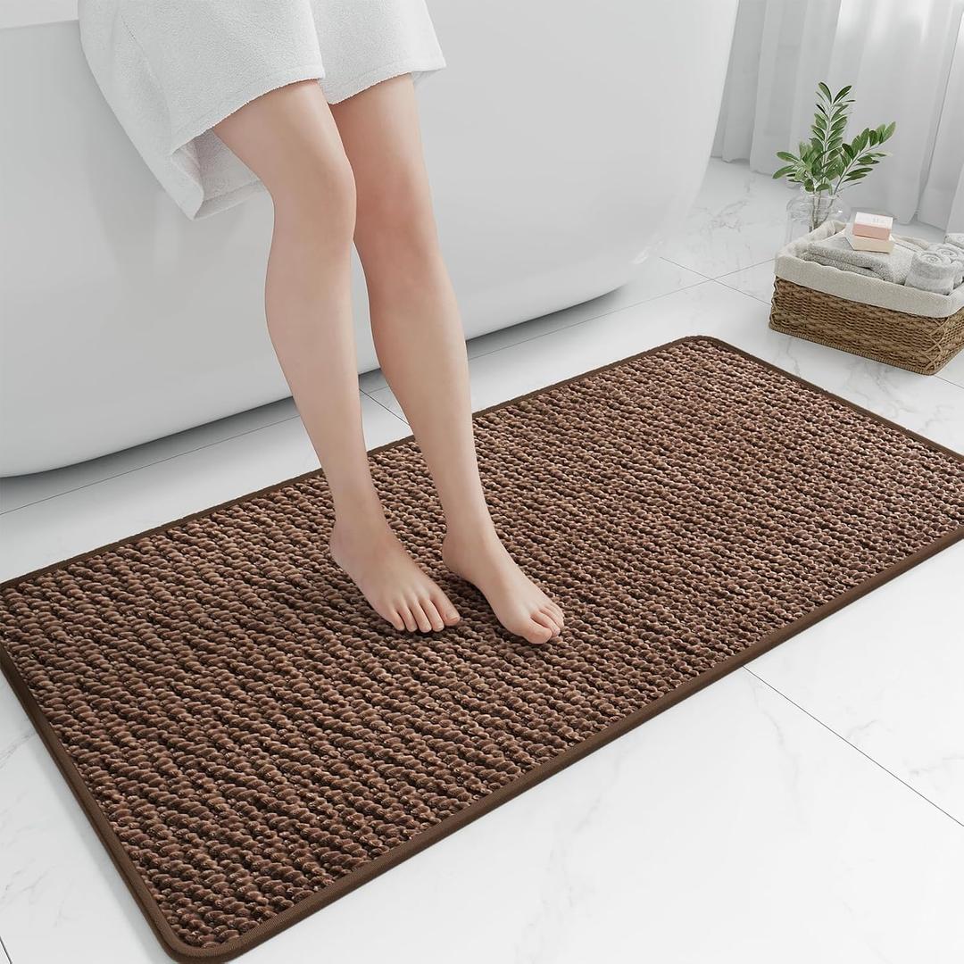 Long Bathroom Rugs Non Slip Washable, Rubber Bath Mats for Bathroom,Quick Dry,Super Absorbent Ultra Thin Bath Mat Low Pile Bath Floor Mat Fit Under Door,Shower,Sink, Brown, 24"x47" (2' x 3'11" (Rectangular)) Long Bathroom Rugs Non Slip Washable, Rubber Bath Mats for Bathroom,Quick Dry,Super Absorbent Ultra Thin Bath Mat Low Pile Bath Floor Mat Fit Under Door,Shower,Sink, Brown, 24"x47" (2' x 3'11" (Rectangular))