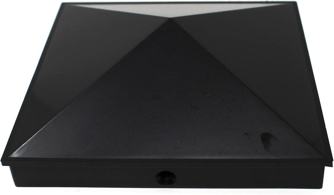 Black Plastic Pyramid True 8" x 8" (200mm x 200mm) Fence Post Cap with Pre-Drilled Holes (1)