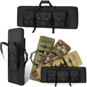 DULCE DOM 32/36/42/48/52 inch Double Rifle Case Soft Bag Gun Case, Perfect for Rifle Pistol Firearm Storage and Transportation, All Around Shooting Range Tactical Rifle Backpack, Indoor Outdoor (Black)