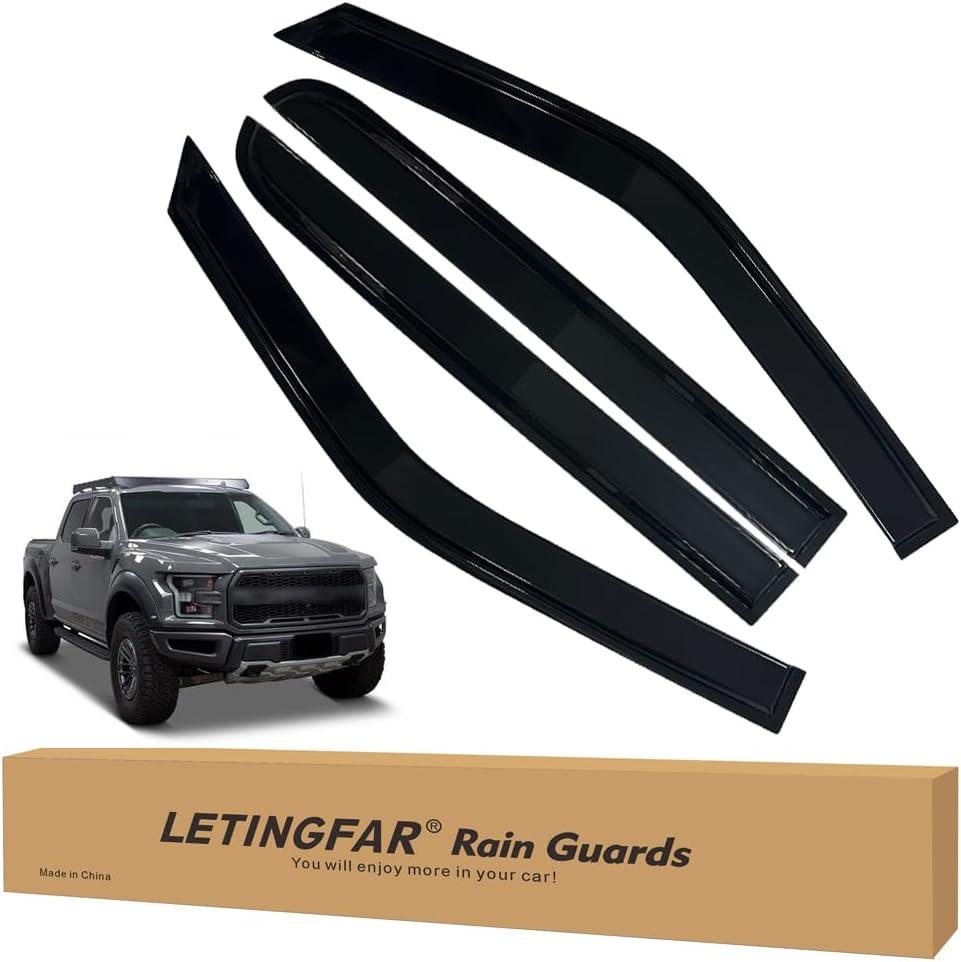Tape-on Rain Guards for 2015-2024 Ford F-150 Super Crew, for 2015-2024 Ford F-150 AccessoriesSide Vent Visors Shades Window Deflectors for Ford F-150