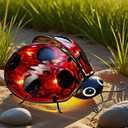 Teaeeno Ladybug Solar Lantern Pattern Light,Hanging Waterproof LED Solar Lights Outdoor Decorative,Sun-Powered Tabletop Lanterns,Metal Solar-Powered Lantern Outdoor (Ladybug 9.84"L*7.87"W*4.13"H)