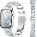 Dressy Silver iWatch Bands for Women - Compatible with Apple Watch Series 10-1/SE/Ultra, Fits 38mm 40mm 41mm 42mm 44mm 46mm - Luxury Designer Bracelet, Bling Jewelry Strap