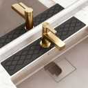 23.6 Inch Stone Faucet Mat for Kitchen Sink, Diatomite Absorbent Fast Drying Stone Sink Tray, Faucet Splash Guard Prevents Moisture for Kitchen Bathroom Countertop (Dark Gray)