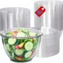 Mr Miracle Clear 48 Ounce Plastic Salad Bowls with Snap-On Lids. Pack 50. Airtight Disposable Salad Containers for Lunch, Meal Prep, Parties. Ideal as Disposable Salad Bowls with Lids