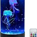 Jellyfish Lamp LED Mood Night Light with 7 Color Changing, Remote Control Large Jellyfish Aquarium Tank Night Light to Decorate Home Office, Gifts for Kids Teens Adults, 5.12" Dia x 11.42" H (Black)