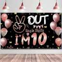 Fabric 10th Birthday Backdrop Banner Rose Gold, Happy 10th Birthday Decorations for Girls, Double Digits 10-Year Old Birthday Party Photo Props Background Yard Sign Decor Supplies