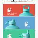 Coolflask 128 oz Gallon Water Bottle Insulated with Straw&3 Lids, Water Jug Large Stainless Steel Metal Vacuum Wide Mouth for Sports, Gym or Office, Non-BPA Keep Cold 48H Hot 24H, Glacier Blue
