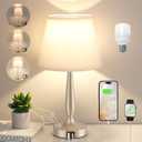 Kakanuo Touch Table Lamp for Bedroom, Small Bedside Lamp with USB C Charging Port, 3 Way Dimmable Touch Control Nightstand Lamp for Living Room, White Shade and Champagne Gold Base