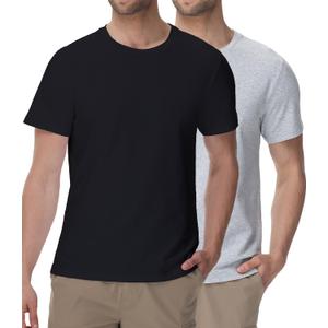 wirarpa Men's Cotton Undershirts Tee Short Sleeve Crew Neck Classic T-Shirt for Men 2 Pack (Gray, L)
