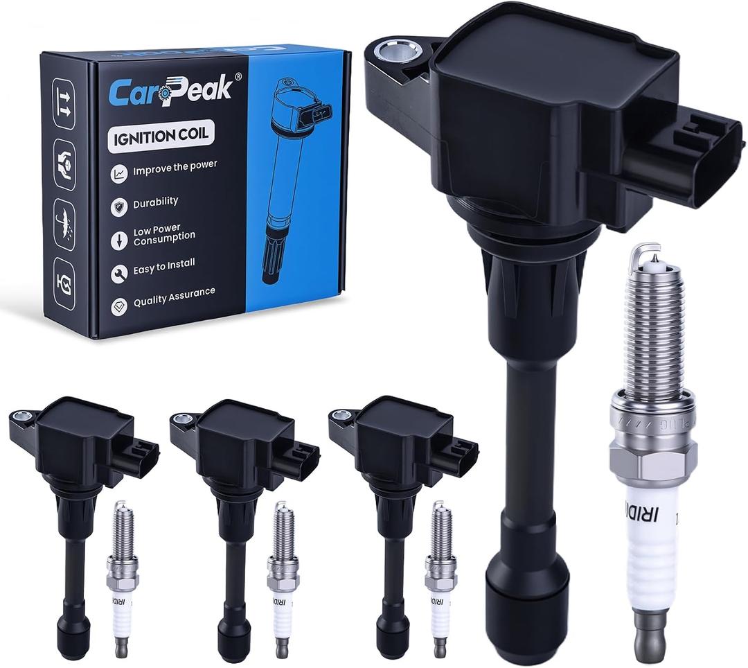 Ignition Coil Pack UF549 and Spark Plug 9029 Fits for 2007-2013 Nissan Altima Versa Sentra Rogue Cub NV200, 2014-2017 Infiniti QX60 M56 Q70 FX50, 2.5L 1.8L 1.6L 2.0L 5.0L 5.6L L4