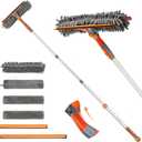 Eazer 2-in-1 Window Cleaner Tool, 64'' Window Squeegee for Home, Window Cleaning Squeegee Kit with Telescopic Pole, Window Washing Kit with Rotatable Bendable Head(Threaded + Telescopic) - EAW01