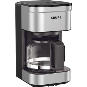 KRUPS Simply Brew Compact 5 Cup Coffee Maker: Stainless Steel Design, Pause & Brew, Keep Warm, Reusable Filter, DripFree Carafe