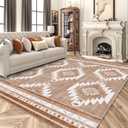 6x9 Area Rug, Ultra-Soft Washable Rug for Living Room, Dinner Room, Bedroom, Non-Slip Modern Westren Rug, Indoor Carpet Large Area Rug, Camel
