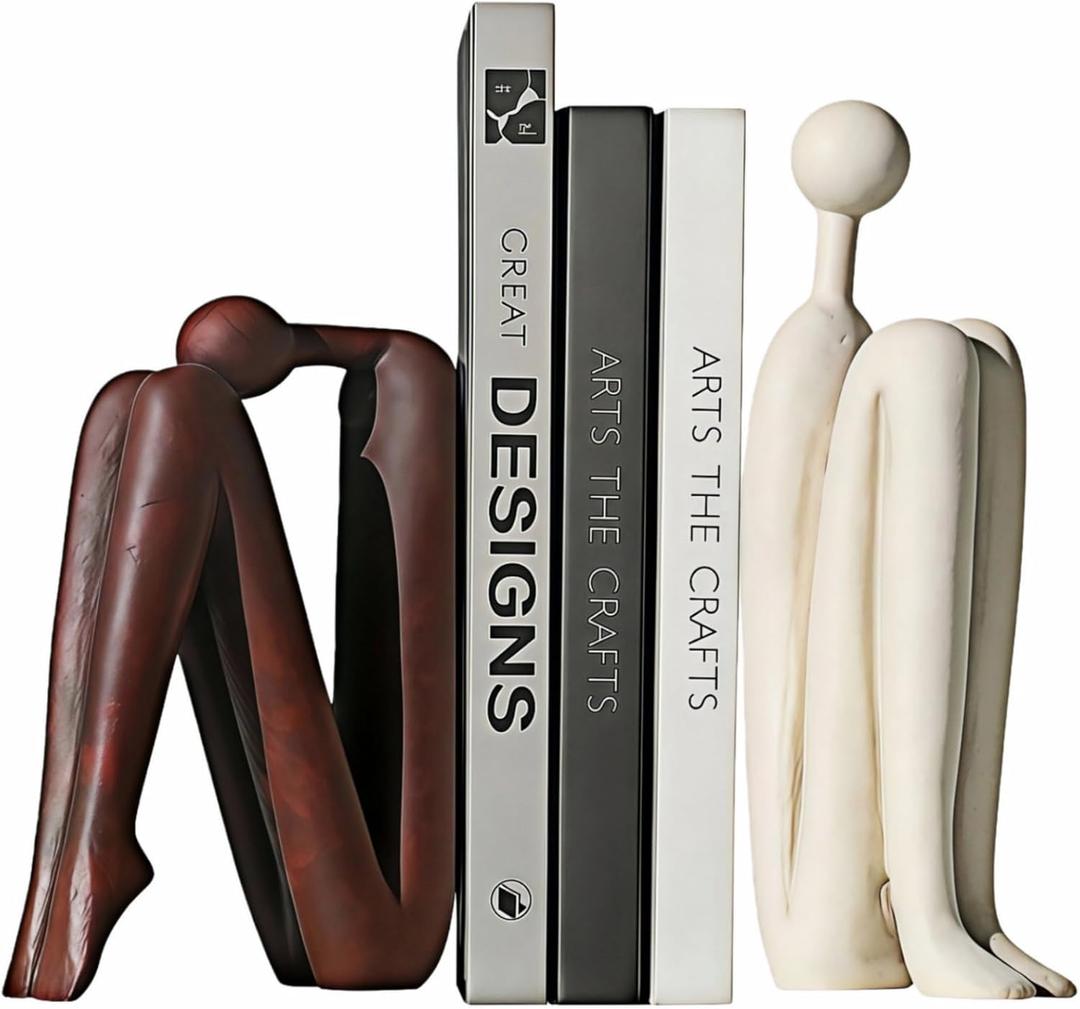 Decorative Bookends for ShelvesBookends for Heavy Books, Resinous Thinker Statue, Book Shelf Decor, Modern Creative Office Company Bookends Ornament Decorations (A2)