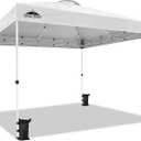 EAGLE PEAK Pop Up Canopy Tent with Wheeled Carry Bag, 8 Stakes, 4 Ropes, 4 Weight Bags, Easy Set Up Tent Canopy, 12x12 ft, 144sqft of Shade, White