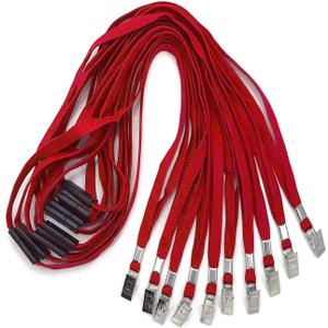 Safety Black Lanyards Breakaway Lanyard Comfortable Neck Straps Premium Bulk Lanyards Badge Bulldog Clip (Red, 25 Pack)