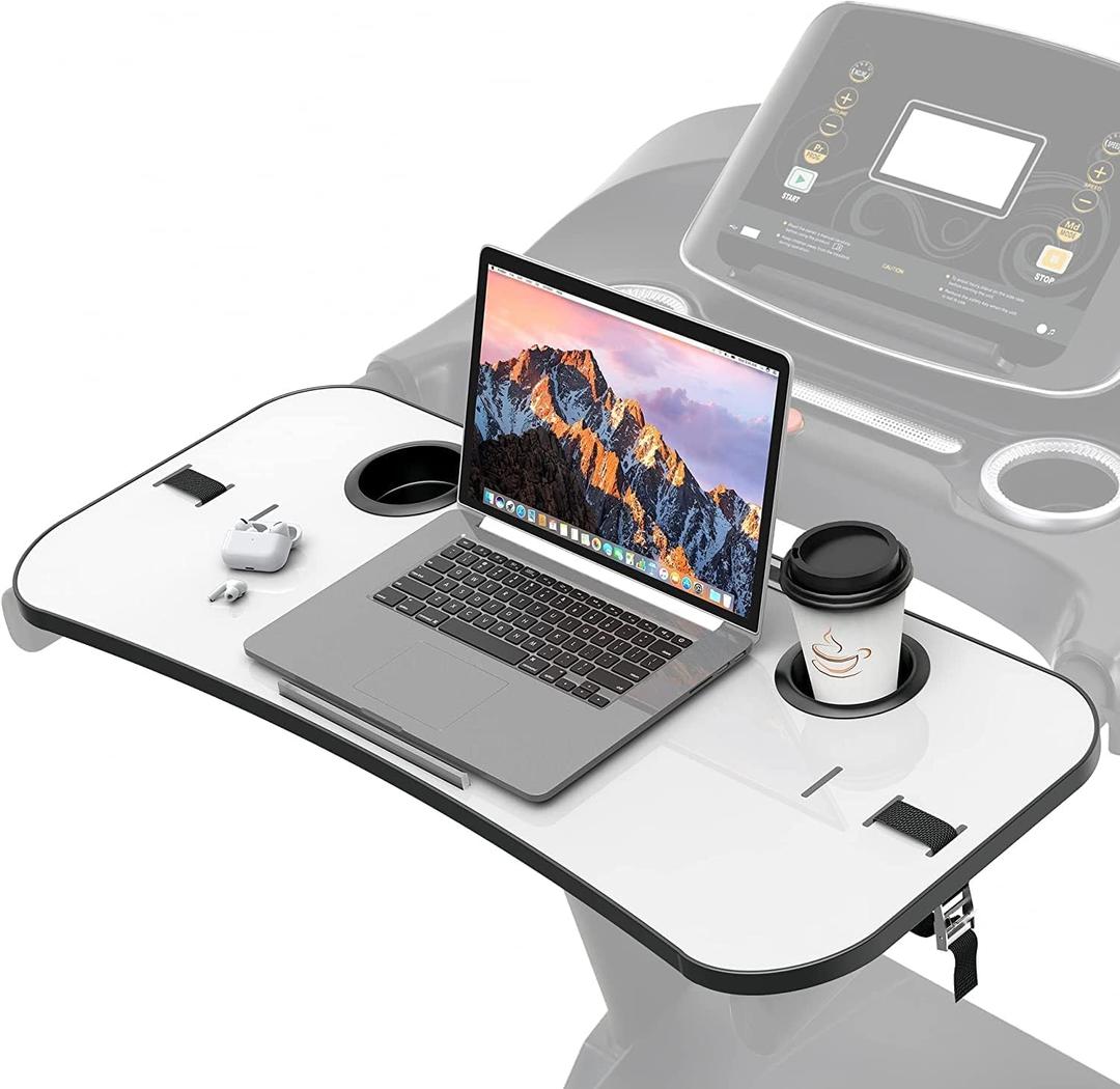 Treadmill Desk Attachment 36 Inches Tread Tray Workstation, Laptop Stand Holder for Notebooks, Tablets, Phone,Cup,Ergonomic Platform with Cooling Holes & Edge Protector (White)