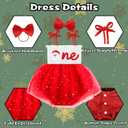 HONGTEYA Baby Girl 1st Birthday Outfit Girl First Birthday Clothes One Year Old Gifts Romper Tulle Summer Newborn Dress (9-12 Months, Red Christmas)