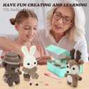 DoodleTwyst Amigurumi Crochet Kit  DIY Crochet Kit with Yarn & Tools  Fun Crochet Kits for Adults to Make Bear, Bunny & Reindeer Stuffed Animals