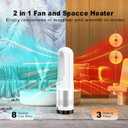 Bladeless Tower Fan, 1400W Space Heater & 40W Cooler Fan Combo with Remote, 80Oscillation, 8 Speeds and 3 Heating Modes, 9H Timer, LED Display, Fast Safety Heat and Quiet for Bedroom, Kitchen, Office