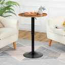 HOOBRO Bar Table, Height-Adjustable Round Pub Table 27-35.4 Inches with Sturdy Base, Modern Style, Easy to Assemble, Suitable for Small Space, Rustic and Black BF58BT01G1, 21.7"L x 21.7"W x 27"-35.4"H