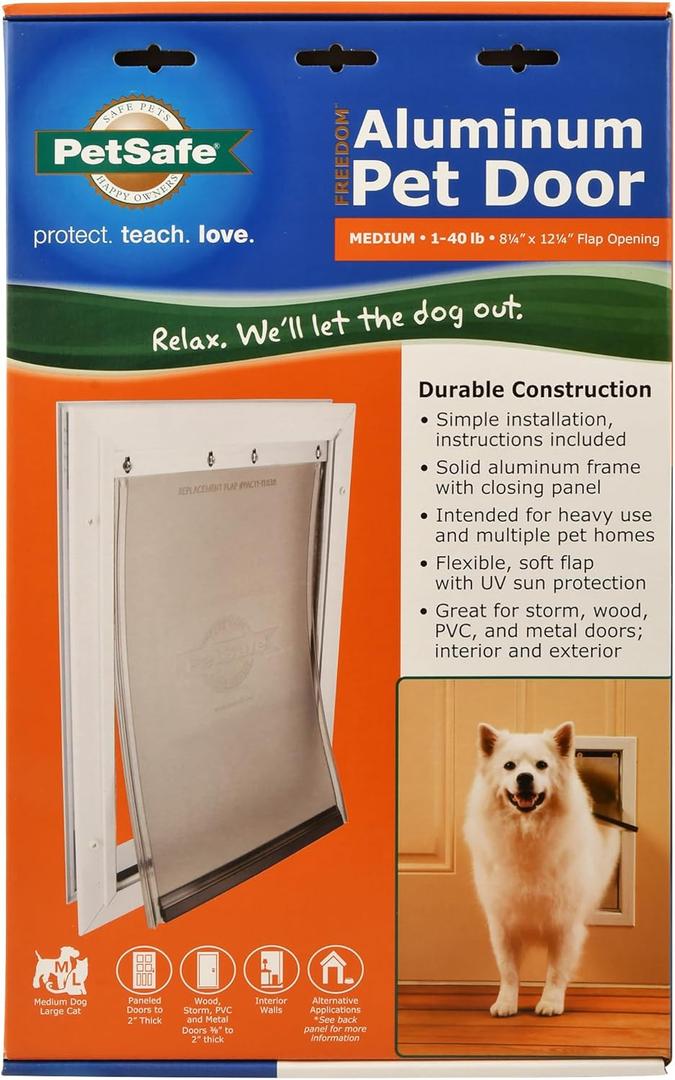 PetSafe Medium Freedom Aluminum Pet Door, Premium White