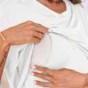 Tankaneo Womens Postpartum Maternity Pajamas 2 Piece Sets Rib Short Sleeve Nursing Tops and Elastic Waist Pants Loungewear (X-Large, White)