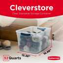 Rubbermaid Cleverstore Clear 32 Qt, 6 Pack Stackable Plastic Storage Bins with Lids, Great for Closet and Laundry Storage, Organizing in the Home