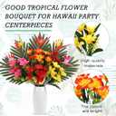 Hotop 4 Set/ 16 Pcs Artificial Tropical Flower Bouquets Bulk for Hawaii Centerpieces Bird of Paradise Lily Bouquet Permanent Flower Tropical Plant Party Office Home Decor (Multiple Colors)