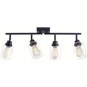 Modern 4-Light Track Lighting Fixtures Ceiling with Clear Glass Shades, E26 Base Kitchen Ceiling Light Fixture for Living Room, Bedroom & Bathroom